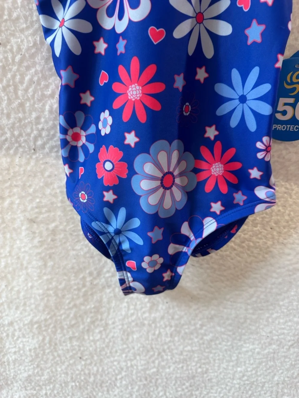 Kids Blue Floral One-Piece Swimsuit with Ruffle Straps